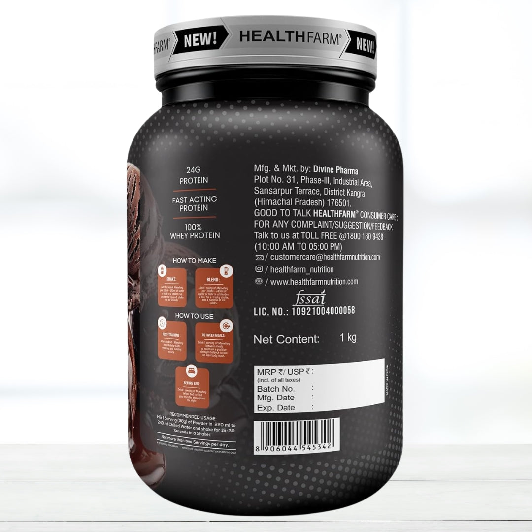 Health Farm Max Whey Protein 1kg – Chocolate Flavour | Whey Protein Supplement