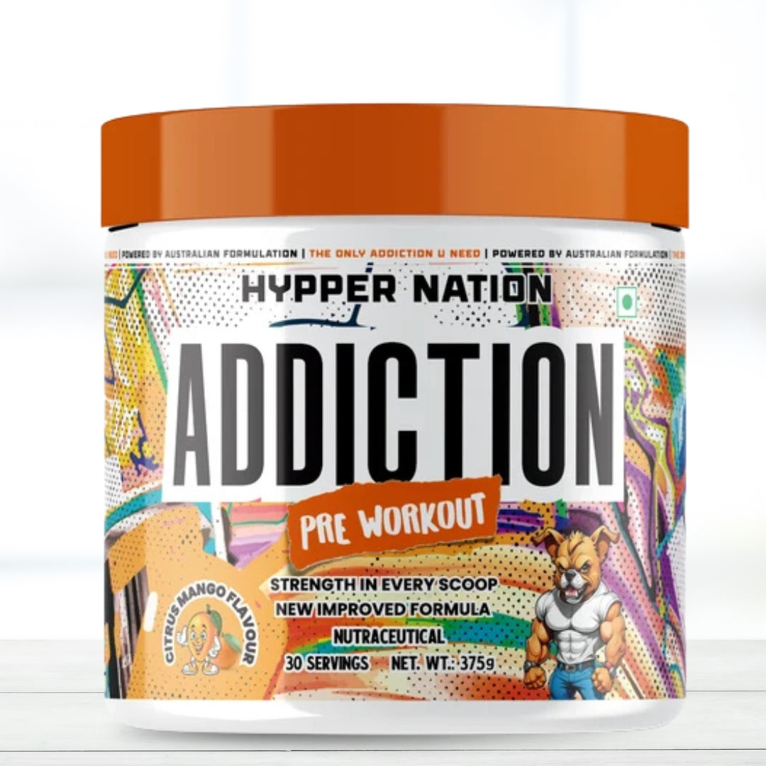 Hypernation Addiction Pre-Workout 375g | 30 Servings | Citrus Mango Flavour