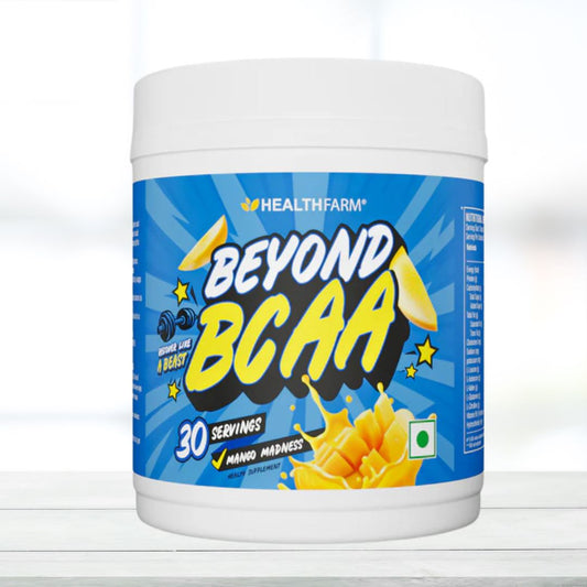 Healthfarm Beyond BCAA – 30 Servings | Mango Madness Flavor | Intra-Workout for Muscle Recovery & Performance