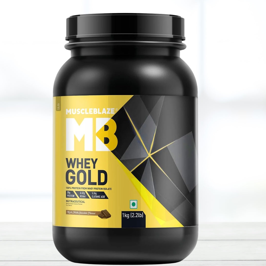 MuscleBlaze Whey Gold Protein, 1 kg (2.2 lb), Rich Milk Chocolate Flavor