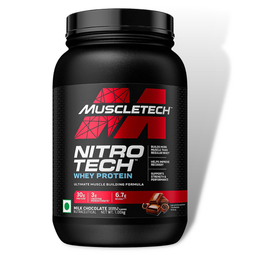 MuscleTech Nitrotech Whey Protein Powder 1kg Milk Chocolate Flavor