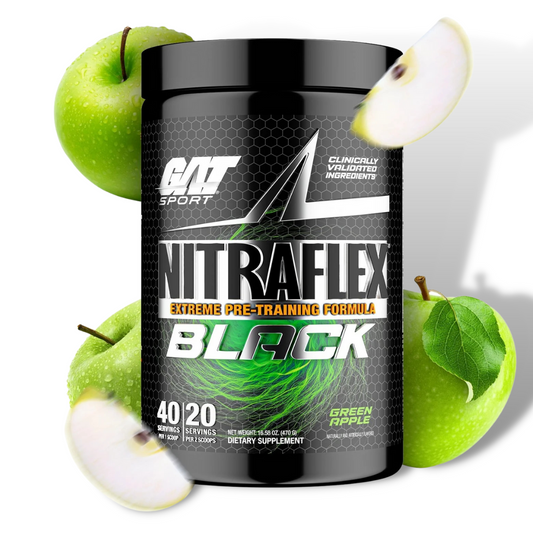 NITRAFLEX BLACK Extreme Preworkout 40 Servings Green Apple Flavor
