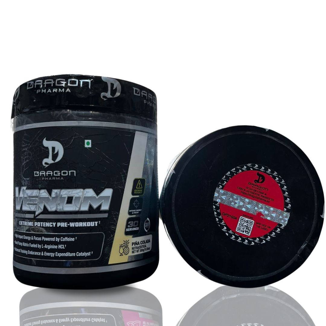New Dragon Pharma Venom Pre Workout 30 Servings 300g  PINA Colada Flavor - The Muscle Kart.com
