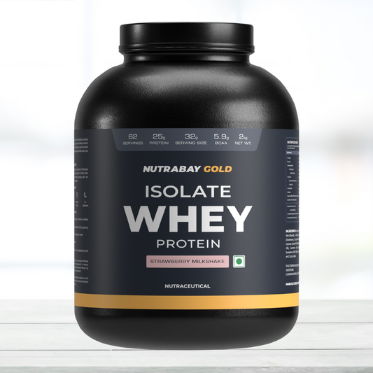 Nutrabay Gold 100% Whey Protein Isolate – 2 Kg (4.4 lb), Strawberry Milkshake