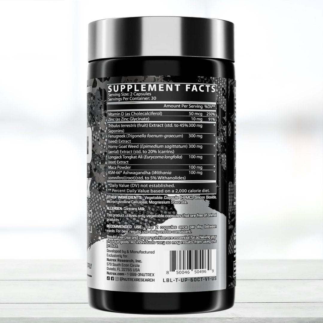 Nutrex Research T-UP Max Testosterone Support Supplement | 60 Tablets | Men’s Performance & Strength Formula