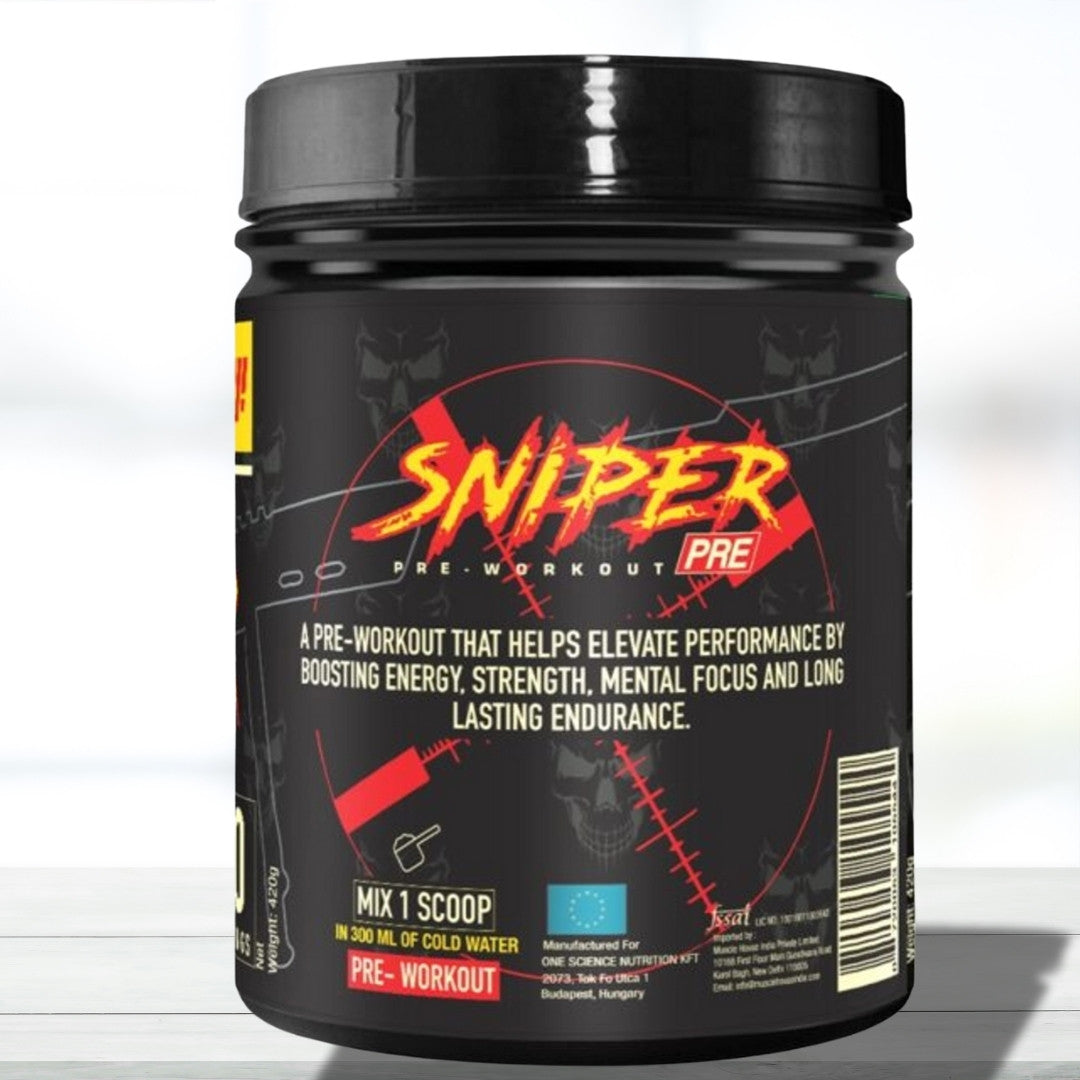 One Science Nutrition Sniper Pre-Workout | 420g | 30 Servings | Watermelon Flavor | High Stim Energy & Focus Booster | Authentic Imported