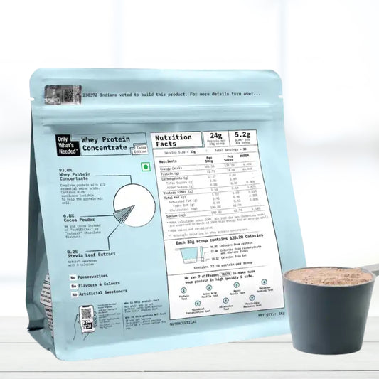 Only What's Needed Whey Protein Concentrate 24g Protein, Cocoa flavour - The Muscle Kart.com