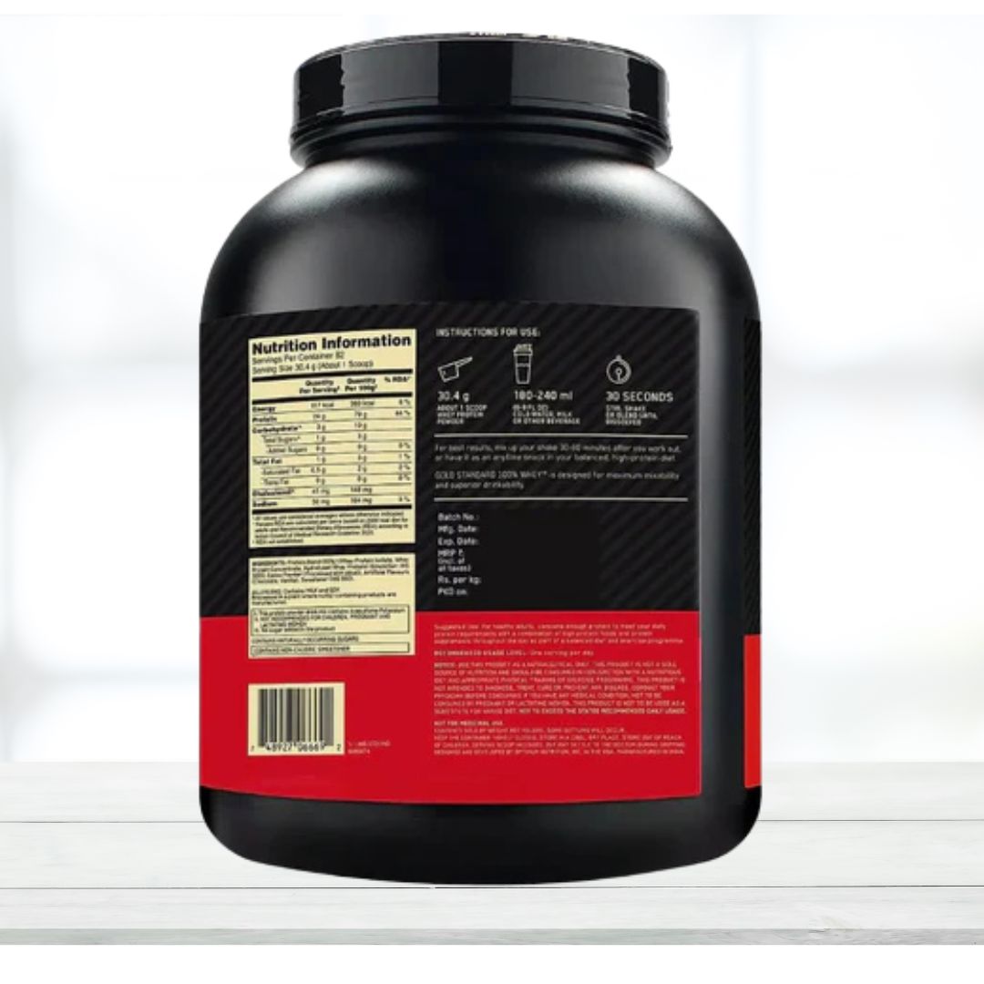 Optimum Nutrition (ON) Gold Standard 100% Whey Protein Powder – Vanilla Ice Cream Flavour – 2.27kg | Premium Whey Protein Blend
