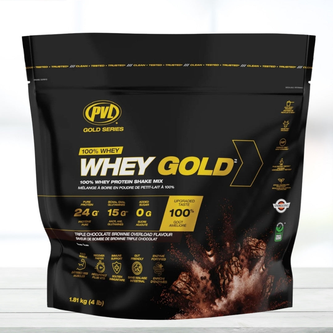 PVL Gold Series Whey Protein Powder 4 lbs (1.81 kg) – Chocolate Flavor - The Muscle Kart.com