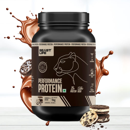 Beast life Performance Fermented Yeast Protein with Ultrasorb Tech | Cookies & Cream | 1 kg | High Protein | Fast Absorption | Muscle Recovery