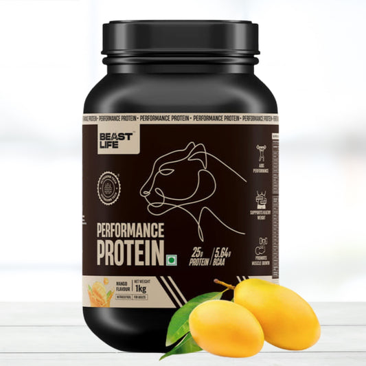 Beast life Performance Fermented Yeast Protein Powder with Ultrasorb Tech | Mango Flavour | 1kg | High Protein for Muscle Recovery & Lean Muscle Support