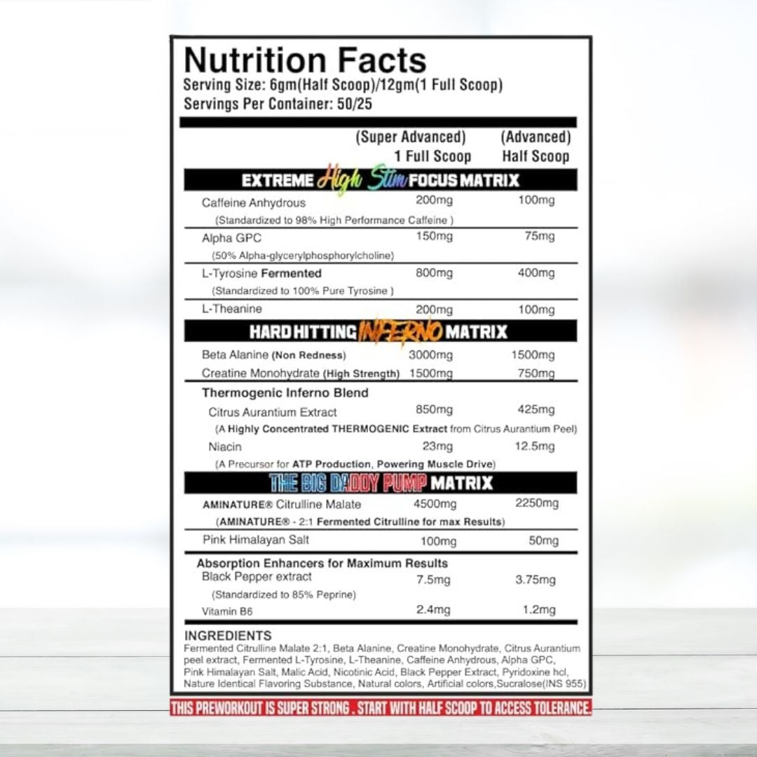 BLACK BEAST The Big Daddy Inferno Pre-Workout – Zombie Juice Flavor, 50 Servings | High-Stim Energy & Focus Supplement