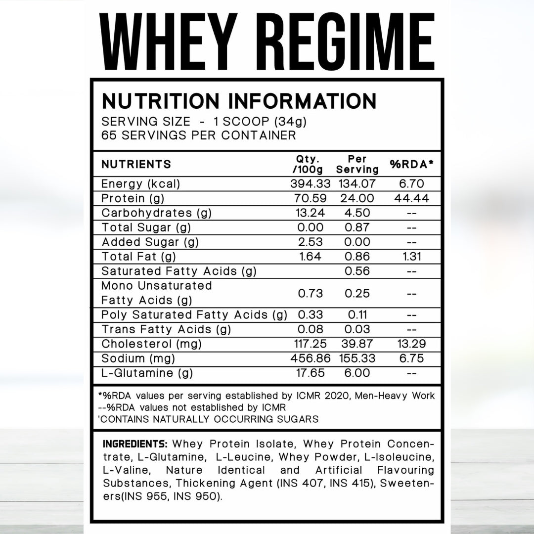 William Bonac Whey Regime Protein Powder 2.2kg – 65 Servings, 24g Protein per Scoop