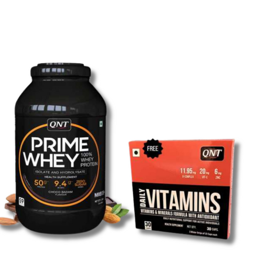 QNT Prime Whey 2 kg, Flavor- Choco Badam With Free Multi Vitamin