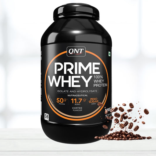 QNT Prime Whey Protein Powder 2kg Coffee Flavor | 22g Protein Per Serving | Supports Muscle Growth & Recovery