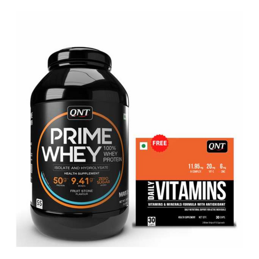 QNT Prime Whey 2 kg, Flavor-Fruit Stone With Free Multi Vitamin