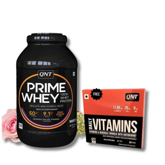 QNT Prime Whey 2 kg, Kesaria Gulab Thandai With Free Multi Vitamin