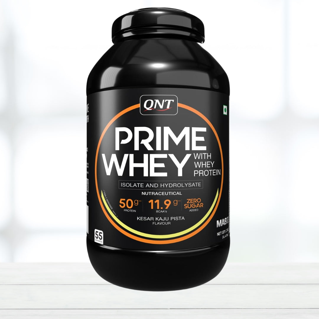 QNT Prime Whey Protein 2kg - Kesar Kaju Pista Flavor | 24g Protein | Fast Muscle Recovery | Lean Muscle Support