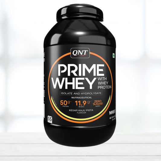 QNT Prime Whey Protein 2kg - Kesar Kaju Pista Flavor | 24g Protein | Fast Muscle Recovery | Lean Muscle Support