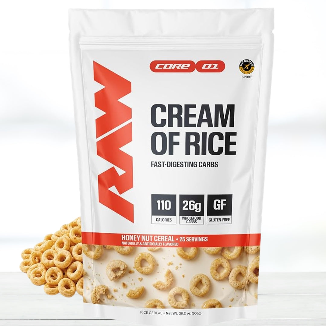 RAW Nutrition Cream of Rice Honey Nut Cereal 800g – 26g Carbohydrates, Zero Sugar, Gluten-Free Vegan Pre & Post Workout Food