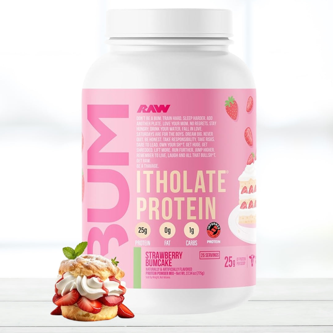RAW Whey Isolate Protein Powder – Strawberry BumCake – 100% Grass-Fed Whey Protein Isolate, Low Fat & Low Carb, 25 Servings