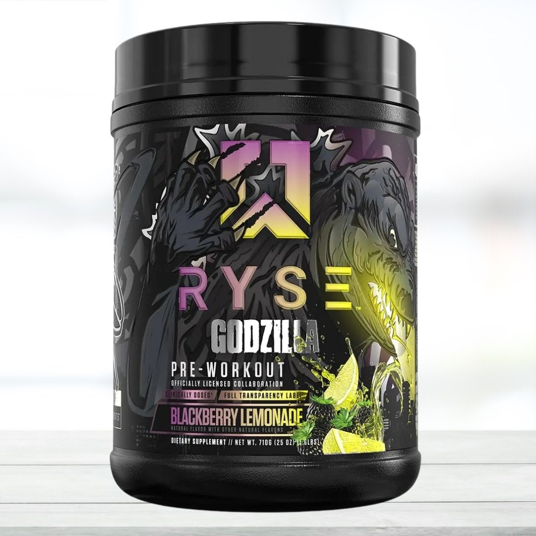 RYSE Godzilla Pre-Workout Powder – High Stimulant Energy & Pump Formula, 40 Servings | Pre Workout Supplement for Strength, Focus & Endurance | Strawberry kiwi Flavor - The Muscle Kart.com
