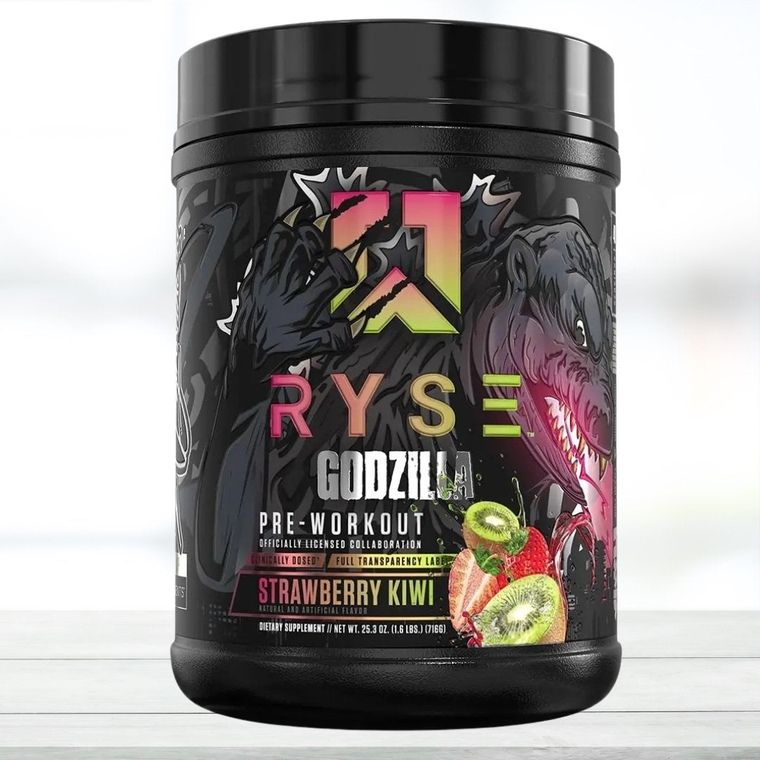 RYSE Godzilla Pre-Workout Powder – High Stimulant Energy & Pump Formula, 40 Servings | Pre Workout Supplement for Strength, Focus & Endurance | Strawberry kiwi Flavor - The Muscle Kart.com