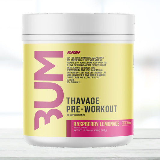 Raw Nutrition CBUM Thavage Pre-Workout - Raspberry Lemonade (40 Servings) Imported - The Muscle Kart.com