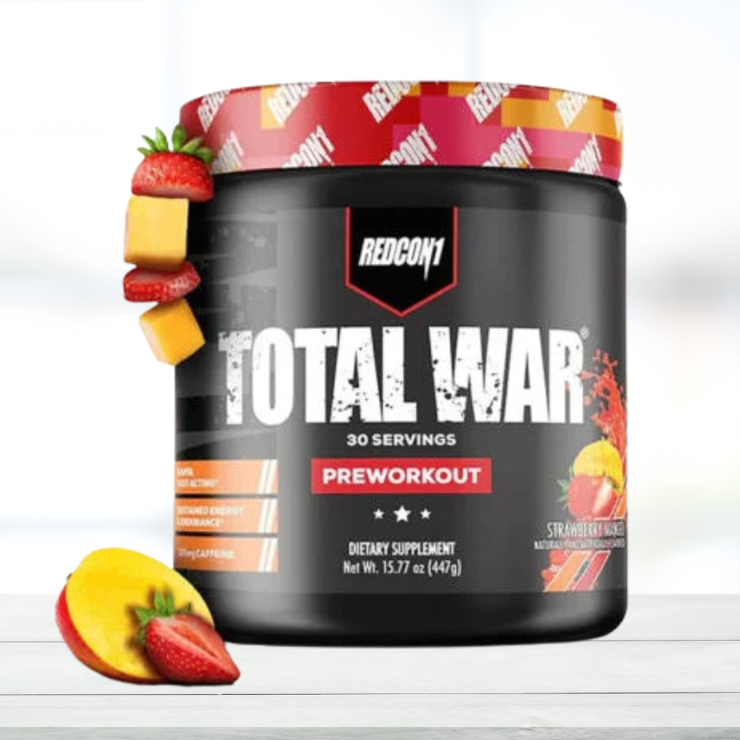 Redcon1 Total War Pre Workout 30 Servings Strawberry Mango Flavour - The Muscle Kart.com