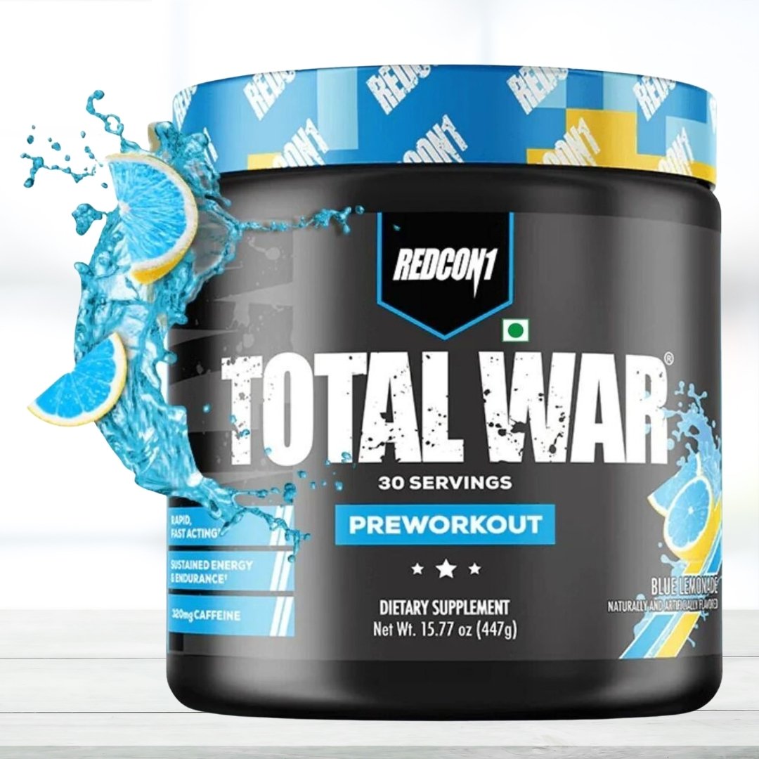Redcon1 Total War Pre Workout Powder – 30 Servings | Energy, Focus & Performance Support | Blue Lemonade  Flavour - The Muscle Kart.com