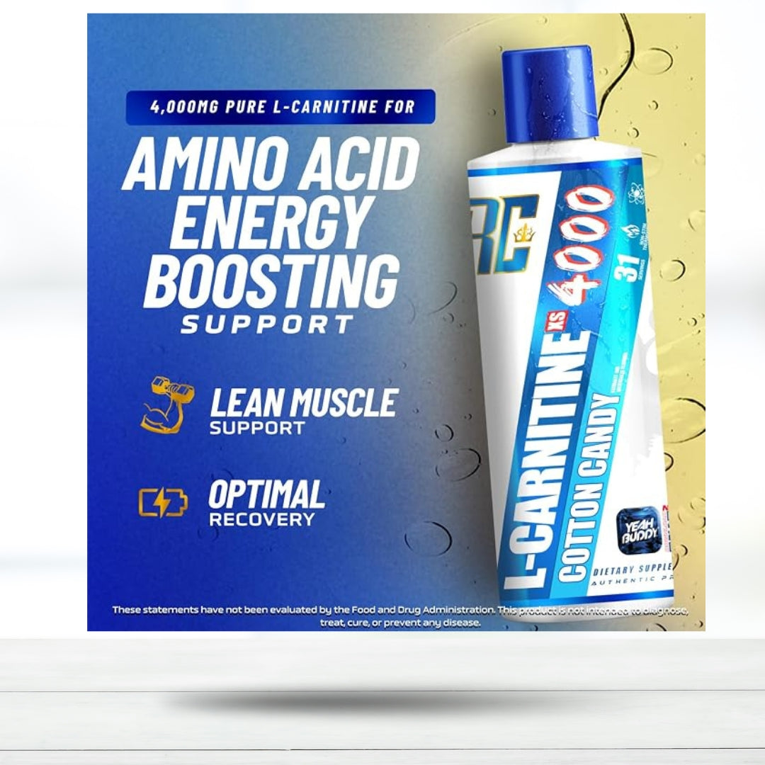 Ronnie Coleman Signature Series L-Carnitine XS 4000 Liquid, Stimulant-Free, Sugar-Free, Zero Carb, Cotton Candy Flavor, 16 oz