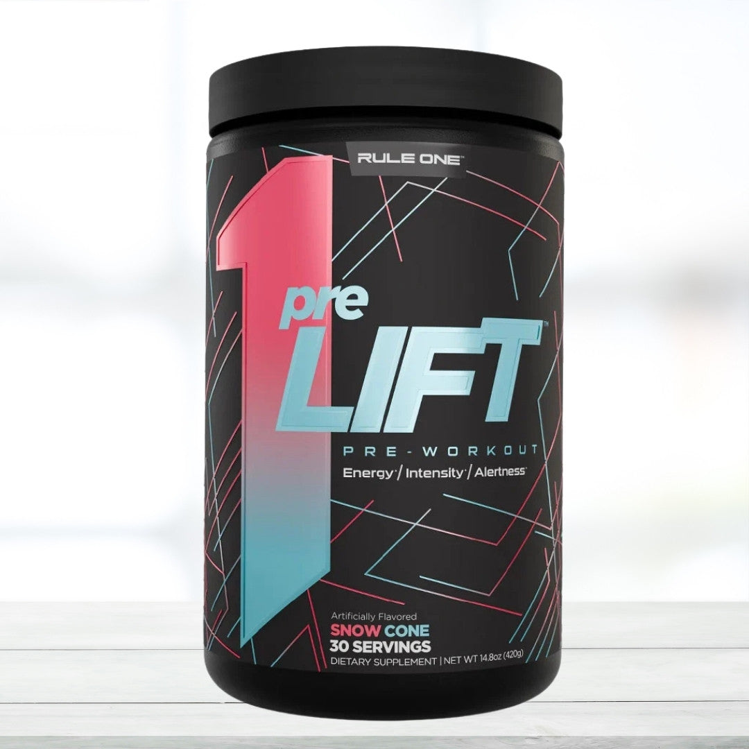 Rule One Proteins preLIFT Pre-Workout Powder, Snow Cone Flavor, 435 g (15.3 oz) - The Muscle Kart.com