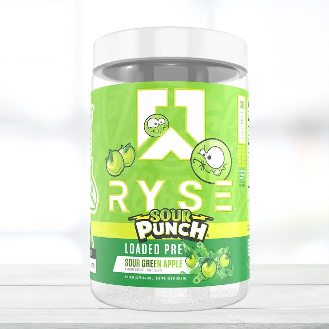 Ryse Loaded Pre Workout Powder | 30 Servings | Sour Green Apple Flavor | Energy, Focus & Performance Formula - The Muscle Kart.com