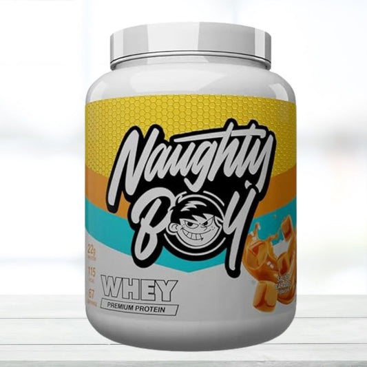 Naughty Boy Whey Protein Powder | 22g Protein Per Serving | Advanced Whey Protein for Muscle Recovery & Strength Support | Low Calorie Formula | 67 Servings | Salted Caramel Flavour