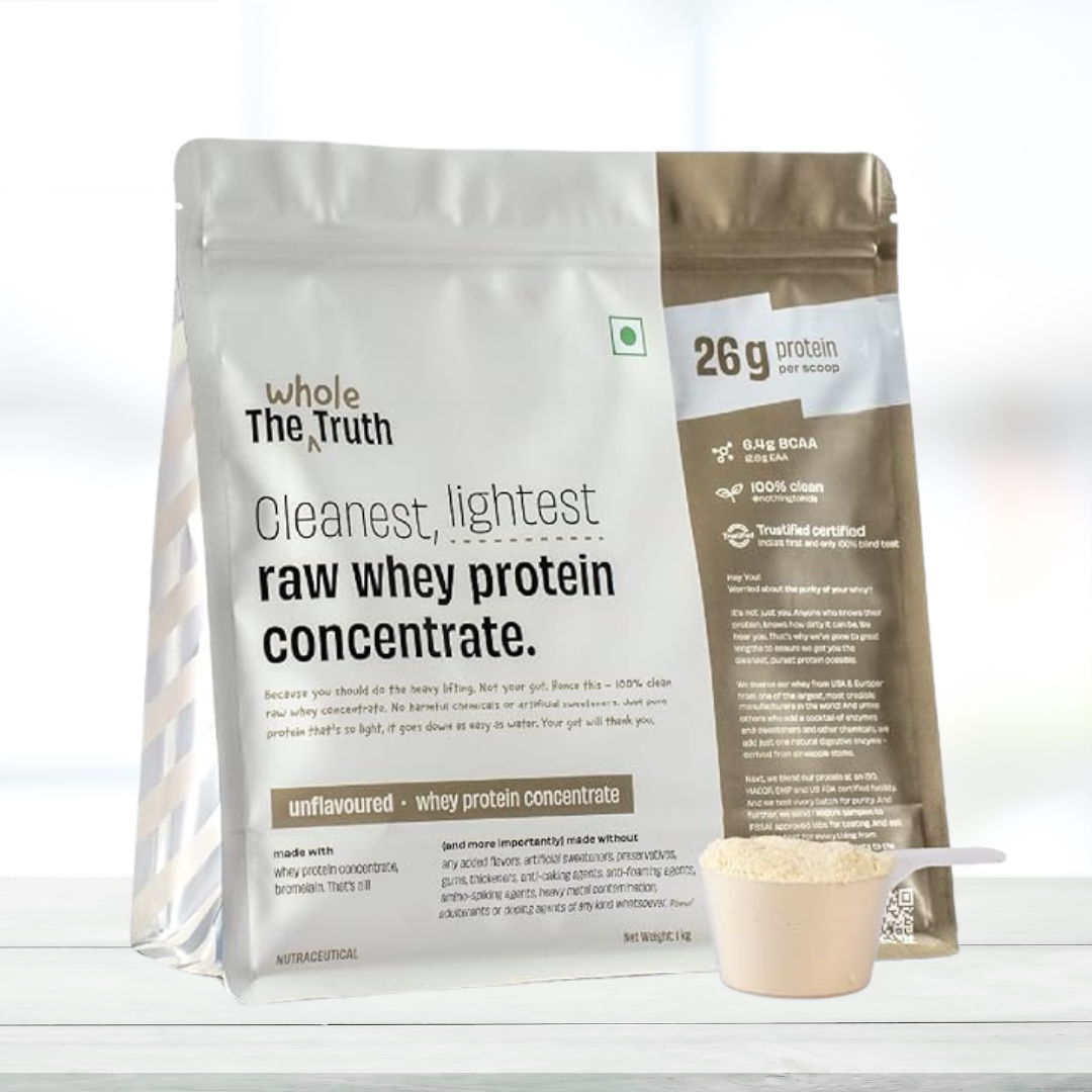The Whole Truth Raw Whey Protein 1kg – 26g Protein, Unflavored, No Added Sugar, Muscle Recovery & Growth