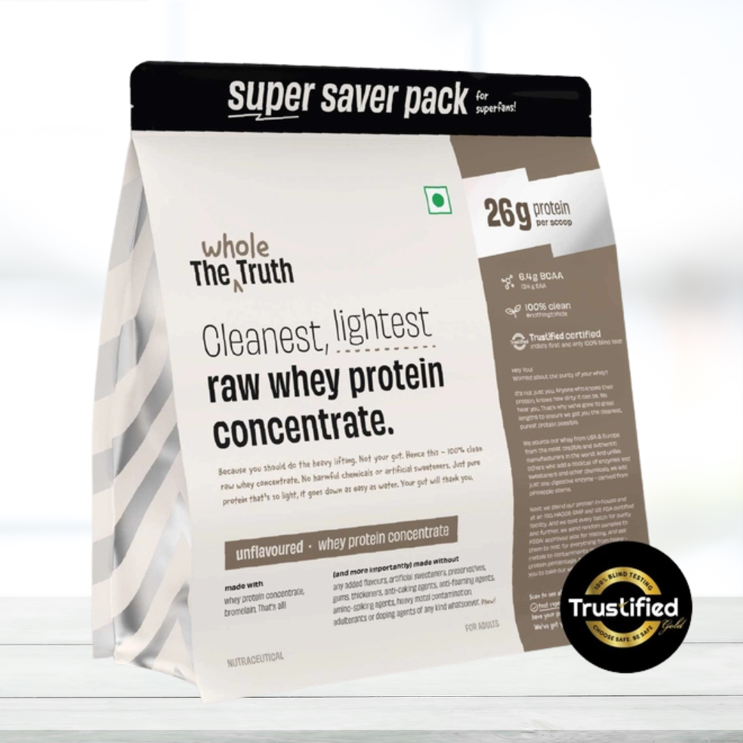The Whole Truth Raw Whey Protein – 2kg | 26g Protein Per Scoop | Unflavored