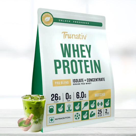 Trunativ Pro Blend Whey Protein – 2lbs | Matcha Flavor| Grass-Fed Isolate & Concentrate for Muscle Recovery