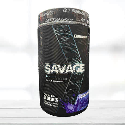 Enhanced Savage Pro Stim Pre-Workout - 30 Servings, Blue Shockwave Flavor