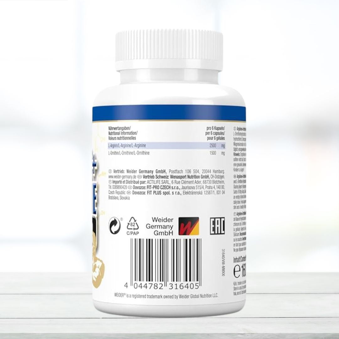 Weider Arginine Plus Ornithine 4000mg – 180 Capsules| Official MRP