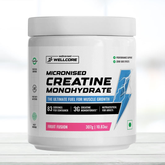 Wellcore Pure Micronised Creatine Monohydrate (307g, 83 Servings) - Fruit Fusion Flavor