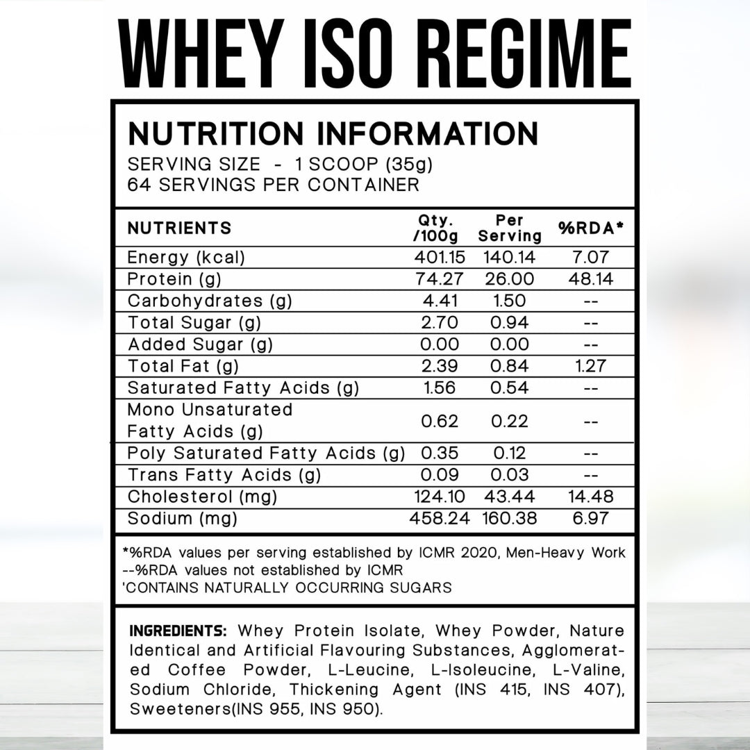 William Bonac Whey Iso Regime 2.2kg – 64 Servings, 26g Protein, Fast-Absorbing Whey Isolate Powder
