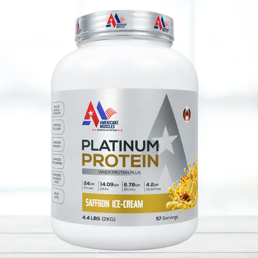 Americanz Muscle Whey Protein Plus 4.4 lbs (2 kg) – Whey Protein Powder | Lab Tested | Saffron Ice-Cream Flavour