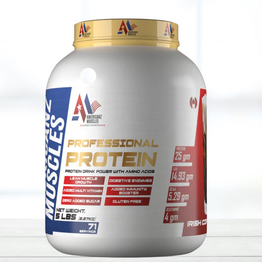 Americanz Muscles Professional Protein 5lbs 71 Servings Irish Coffee