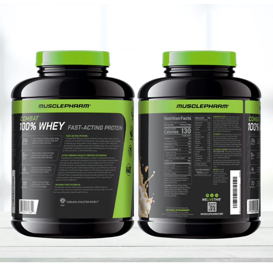 MusclePharm Combat 100% Whey Protein Powder Chocolate Milk 5lb | Whey Isolate Protein Blend | 25g Protein Per Serving | Gluten Free Protein Supplement for Men & Women