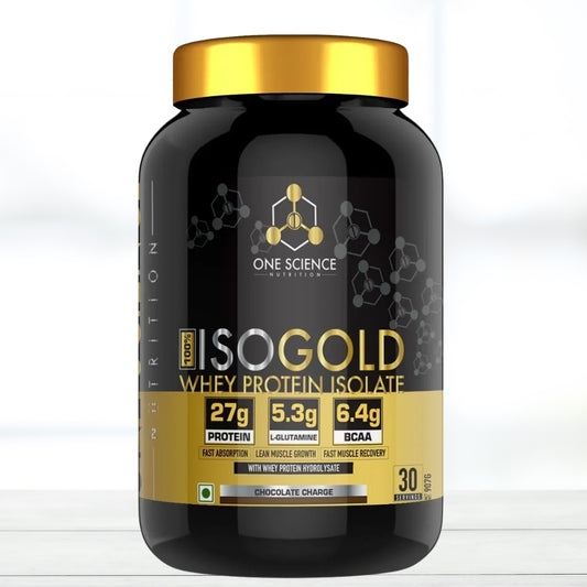 One Science Isogold Whey Protein 2 lbs | Whey Protein Powder | 100% Whey Protein Isolate | chocolate charge flavour - The Muscle Kart.com