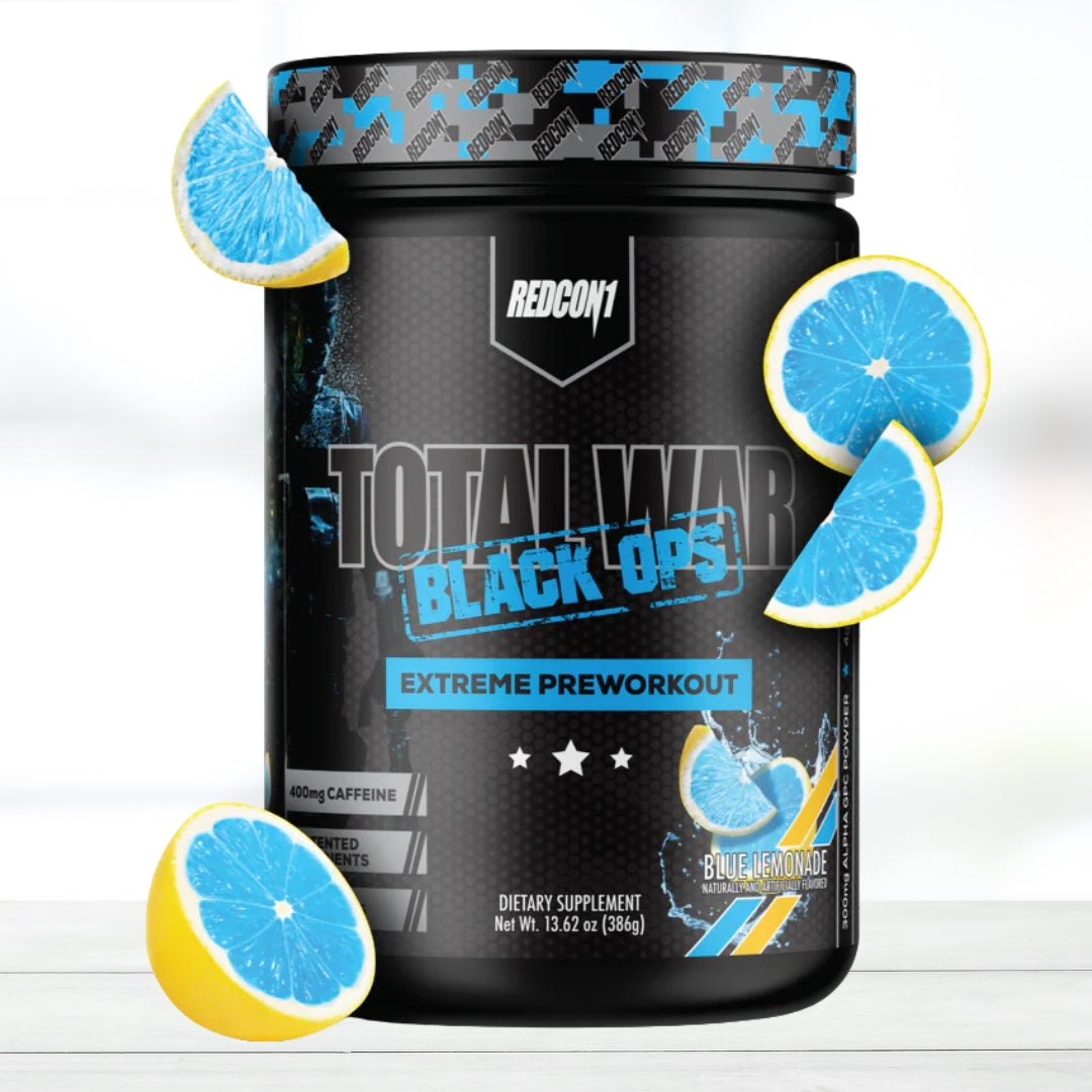 Redcon1 Total War Black Ops Pre Workout | Blue Lemonade | 40 Servings | High-Stimulant Energy & Focus