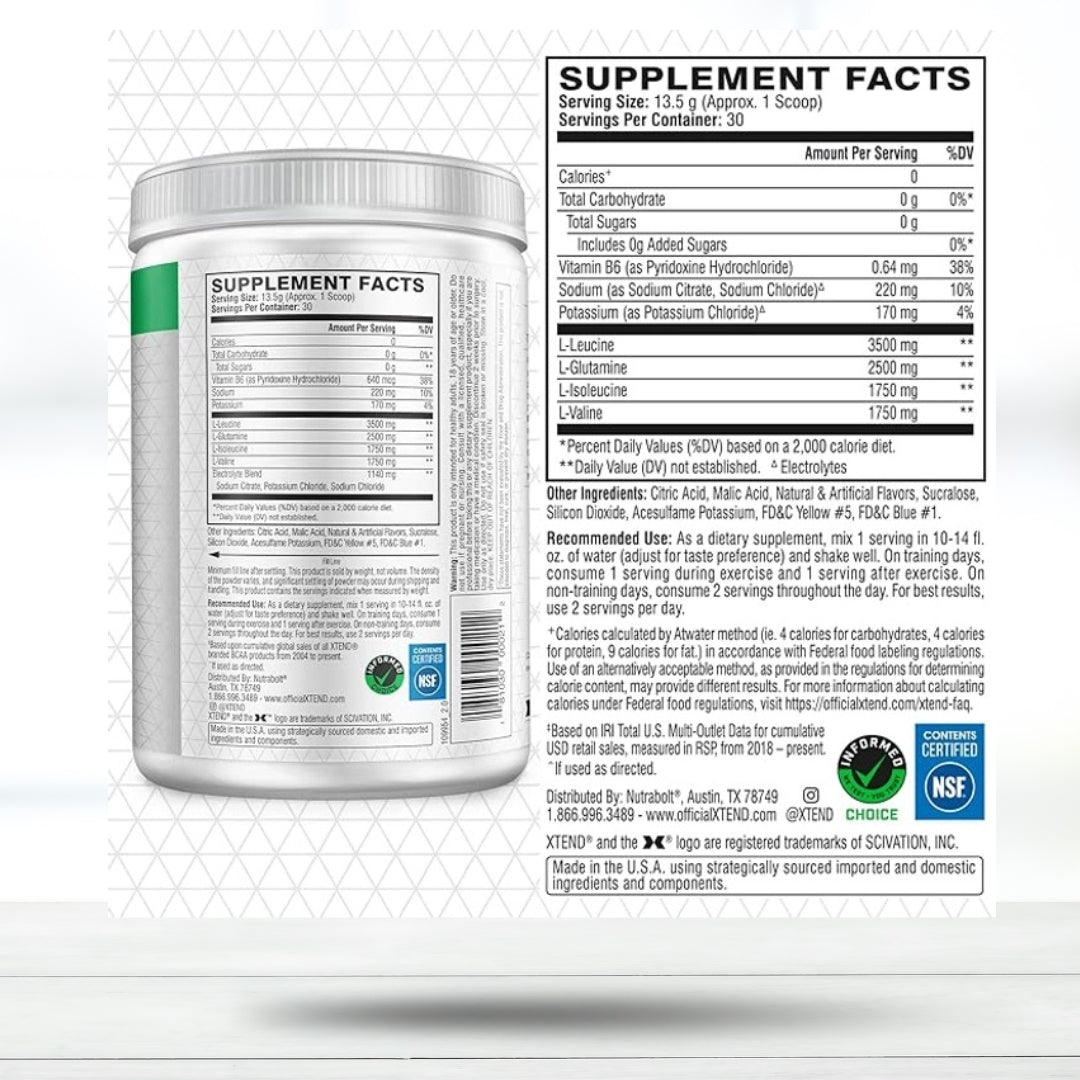 XTEND Original BCAA Powder Lemon Lime Squeeze, 30 Servings, 7g BCAA with Electrolytes