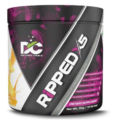 Doctor's Choice RIPPED - X5 Most Explosive Pre-Workout & Cutting Formula 50g [10 Servings - Blue Razz] - The Muscle Kart.com