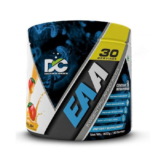 Doctor's Choice EAA (Essential Amino Acids) BCAA for Intra-Workout/Post Workout 300grams (Blueberry- 30 Servings), Mango, Powder - The Muscle Kart.com