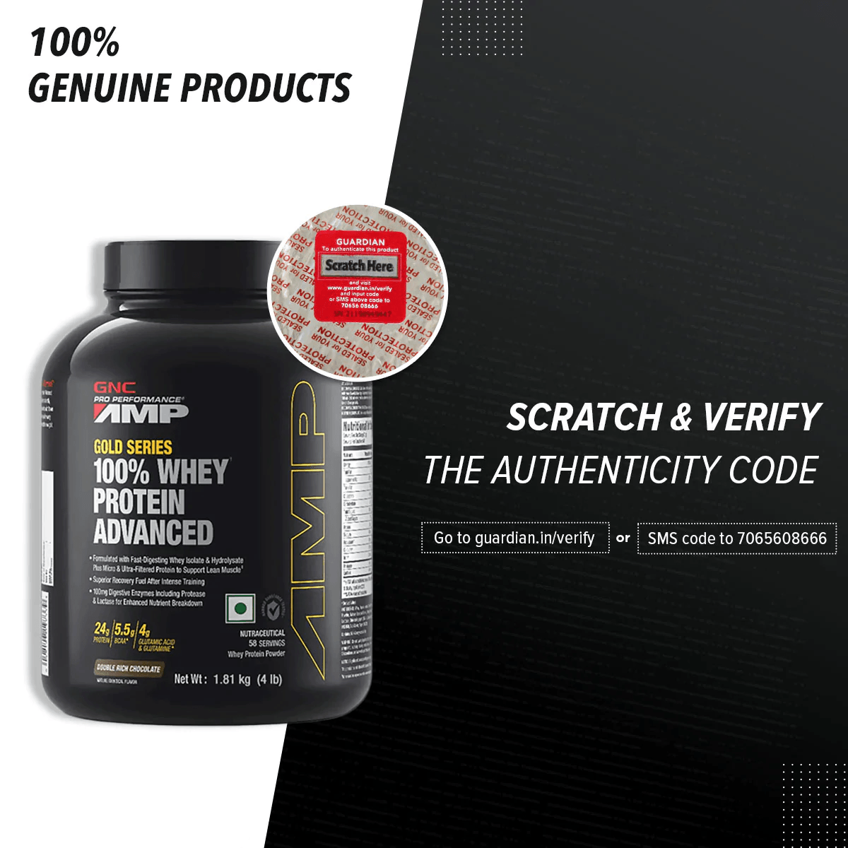 GNC AMP Gold Series 100% Whey 4.4 lbs - The Muscle Kart.com